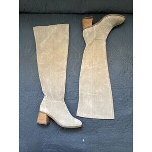 Kelsi Dagger Brown Taupe Suede Over the Knee Boots Block Heel SZ7.5M Winter Chic
